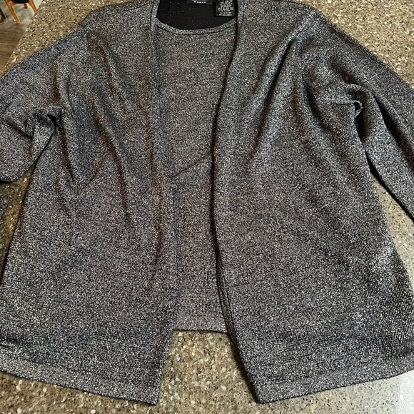Kathie Lee Collection Sparkle Metallic Open Cardigan with Shirt Size 18W/20W EUC - Picture 1 of 6